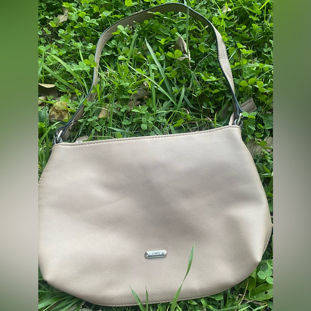 Ralph Lauren Chap Faux Vegan Leather Mocha Brown Taupe Shoulder Bag Purse EUC